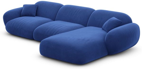 Ecksofa Alcazar L Form aus Samtstoff Kurz - Samtstoff - dunkelblau - Rechts