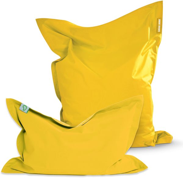 Green Bean® 2er Set SQUARE XXL + BeBi Sitzsack - 380L + 70L EPS Perlen Füllung - Indoor & Outdoor Beanbag für Kinder & Erwachsene - Gelb