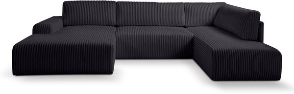 WERK2 Wohnlandschaft Hugo-U U-Form, Design Wohnlandschaft in Cord mit Schlaffunktion & Bettkasten