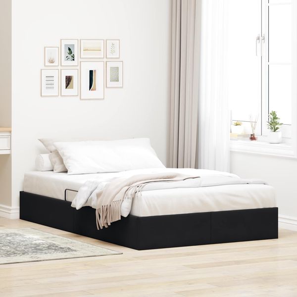 vidaXL Ottoman Bettgestell mit Speicher Schwarz 120 x 190 cm Samt 3442870