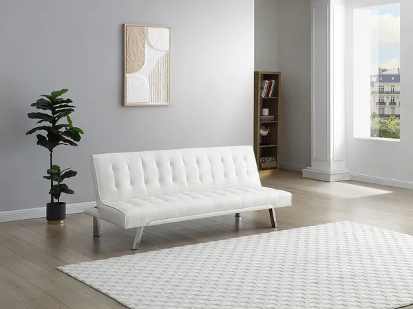Vente-unique - GUILLAUME Sofa Kunstleder Weiß - B 78 cm x H 74 cm x L 177 cm