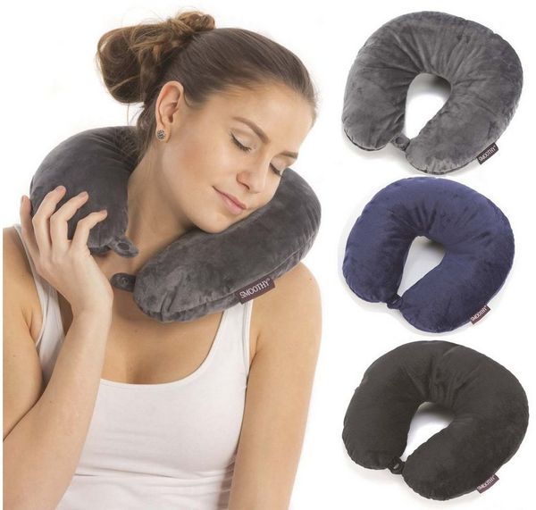 Smoothy Nackenkissen SMOOTHY Reisekissen–Ergonomisches Nackenkissen mit Microbeads & Fleece, Mikroperlen Füllung & Fleece Bezug