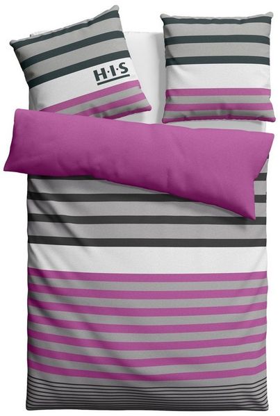 H.I.S Bettwäsche Majoran, Polycotton recycelt, 2 teilig, gestreifte Bettwäsche in verschiedenen Qualitäten
