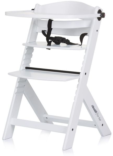 Chipolino Kinderhochstuhl Tip Top, Holz, verstellbar, Tisch, Gurt, Treppenstuhl weiß