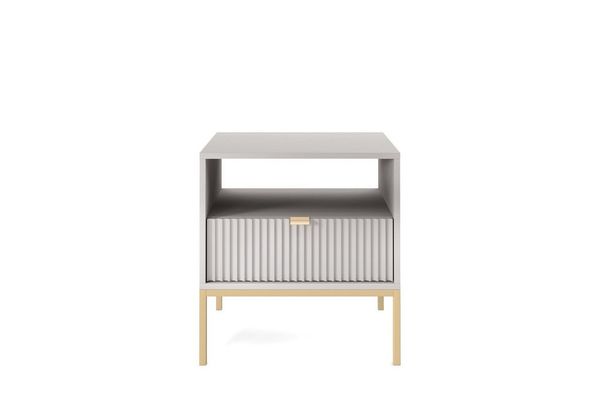 MOEBLO Nachttisch Light S54 (Nachttisch Nachtkommode Nachtschrank Nachtkonsole Beistelltisch Schlafzimmer- gerillte Front), (HxBxT):56x54x39cm