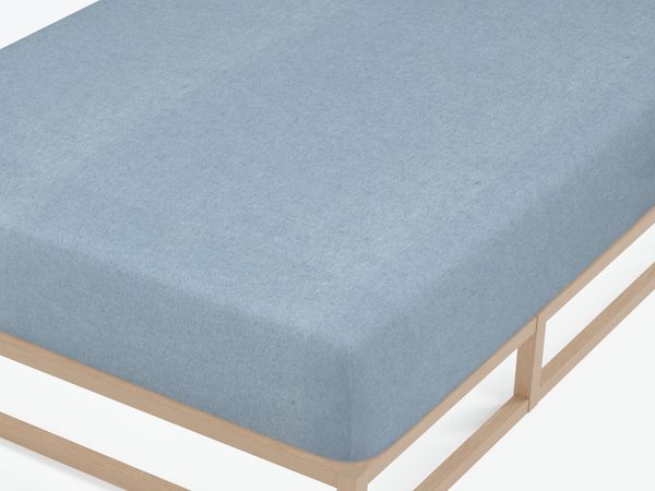 biberna Melange-Flanell Spannbetttuch 0841380 MELANGE UNI, jeans/blau, 1x 90x190 cm - 100x200 cm