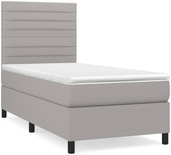 vidaXL Boxspringbett mit Matratze Hellgrau 80x200 cm Stoff 3141809