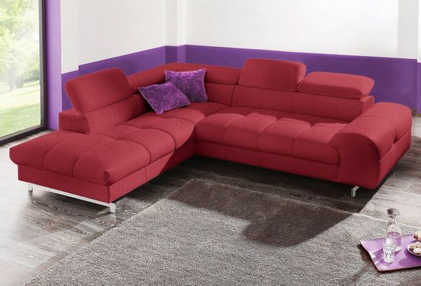 COTTA Ecksofa Chef L-Form, mit Kopfteilverstellung, edle Metallkufen, wahlweise mit Bettfunktion