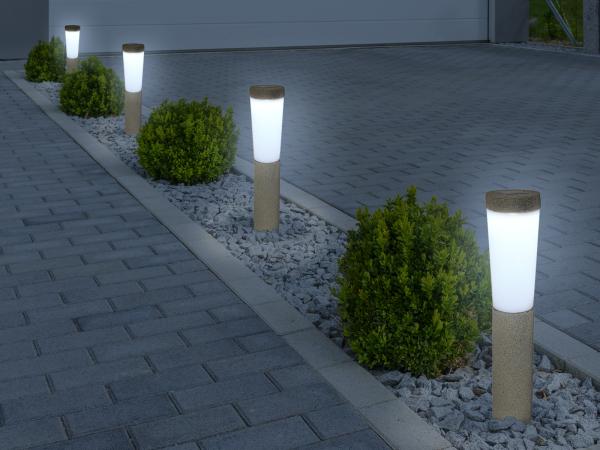 Solarleuchten 4er Set Erdspießleuchten, Steinoptik grau, H. 45,5cm