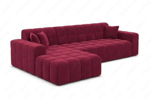 Couch Ibiza L Form in Samtstoff Kurz - Samtstoff - rot - Links