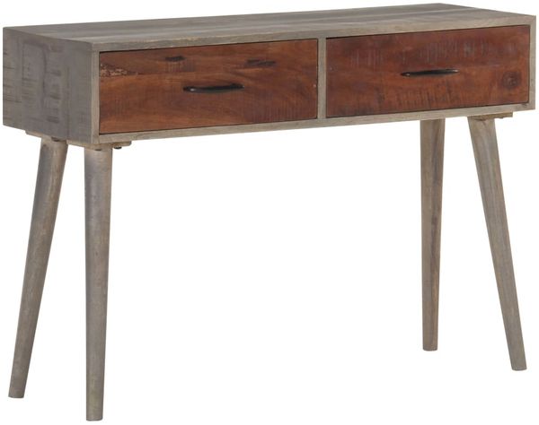 vidaXL Konsolentisch Grau 110x35x75 cm Raues Mango-Massivholz 321807