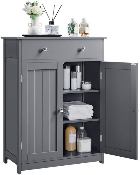 Yaheetech Badkommode Badezimmerschrank, Küchenschrank, Grau, 60 x 30 x 80 cm