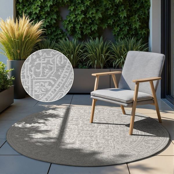 HANSE Home Outdoorteppich Kona Wendeteppich, rund, Höhe: 5 mm, In und Outdoor, Flachgewebe, wetterfest, pflegeleicht, robust