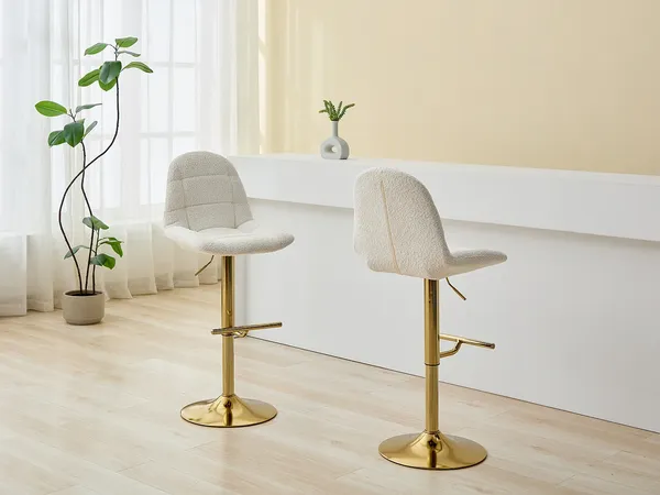 Vente-unique - LOLY Barhocker Stoff Weiß - B 55 cm x H 117 cm96 cm x L 47,5 cm