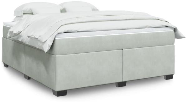 vidaXL Boxspringbett mit Matratze Hellgrau 180x200 cm Samt 3285299