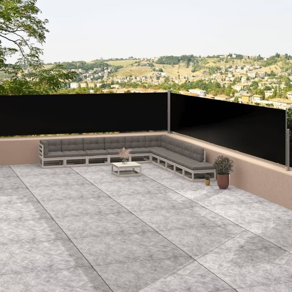 vidaXL Seitenmarkise Ausziehbar Schwarz 117x1200 cm 318054