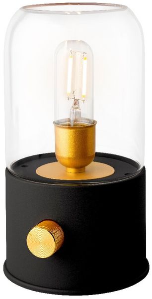 Lumineo LED-Tischleuchte, Kunststoff schwarz, Durchmesser 11 cm Höhe 20 cm, batteriebetrieben