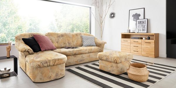 DOMO collection Ecksofa Pegnitz, elegante Rückensteppung, kompakte Stellmaße 238/141cm, L-Form, wahlweise mit Bettfunktion
