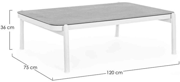 Gartencouchtisch Aicenori aus Aluminium und Glas, modern rechteckig, weiß, für Outdoor Bild 5