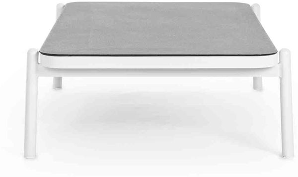 Gartencouchtisch Aicenori aus Aluminium und Glas, modern rechteckig, weiß, für Outdoor Bild 2