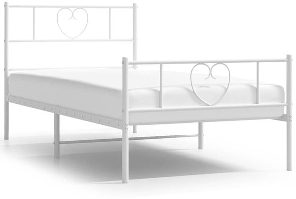 vidaXL Bettgestell mit Kopf- und Fußteil Metall Weiß 100x200 cm 355525 Bild 2