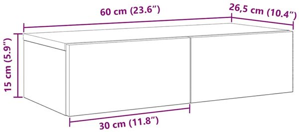 vidaXL Wandregal mit Schubladen Weiß 60x26,5x15 cm Holzwerkstoff 859968 Bild 11