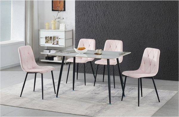 HTI-Living Esszimmerstuhl Stuhl Mesa Eco 2er-Set Velvet Rosa (Set, 2 St), Esszimmerstuhl Samt