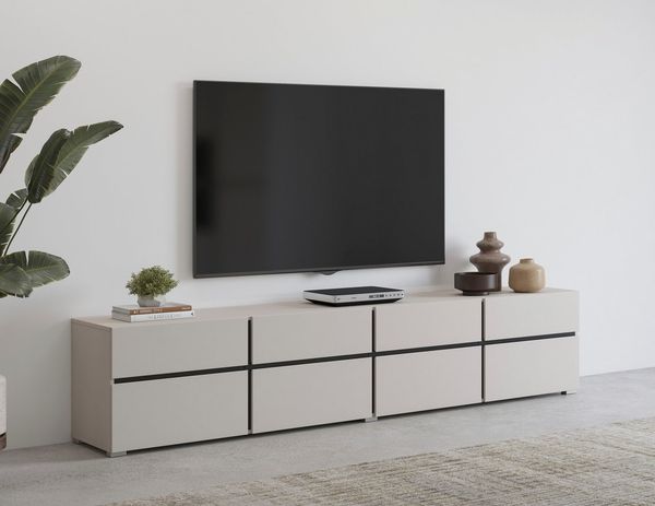OTTO home Lowboard Cross,Breite 225 cm, moderne grifflose TV-Kommode, TV-Schrank mit viel Stauraum, TV-Board