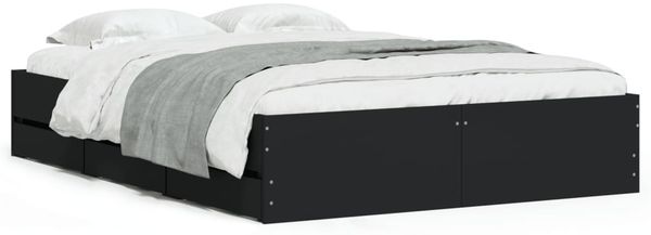 Einzelbettgestell Design für Erwachsene mit Schubladen Schwarz 120x190 cm Holzwerkstoff d3733e