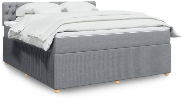 vidaXL Boxspringbett mit Matratze Hellgrau 180x200 cm Stoff 3289842