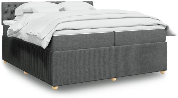 vidaXL Boxspringbett mit Matratze Dunkelgrau 200x200 cm Stoff 3287571