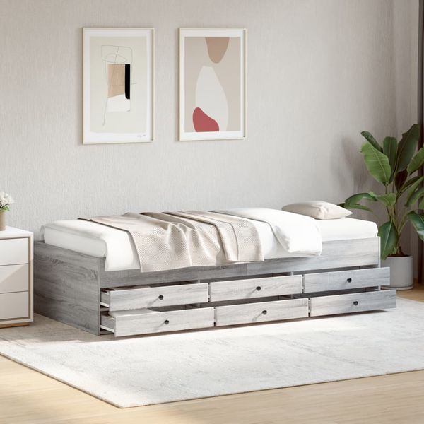 vidaXL Tagesbett mit Schubladen ohne Matratze Grau Sonoma 100x200 cm 3280872
