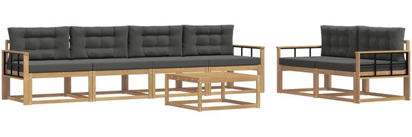vidaXL Outdoor-Sofagarnitur mit Kissen 6 pcs Weiß und Anthrazit 3386106 Bild 2