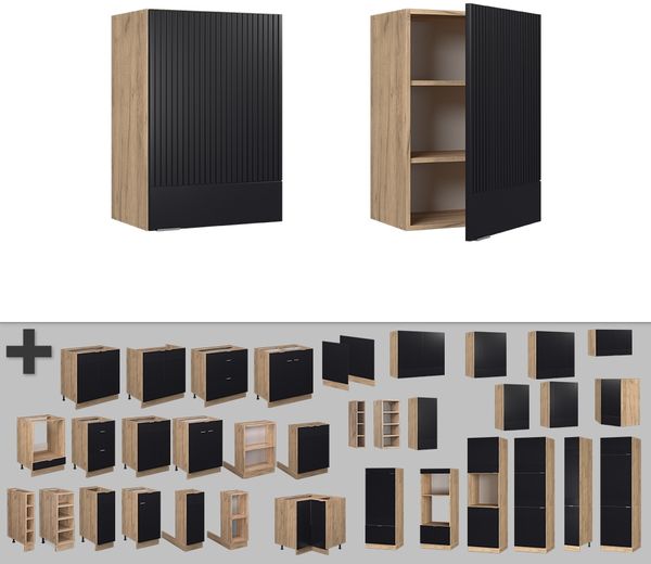Hängeschrank Fame-Line Schwarz gestreift 50 cm Vicco Bild 5