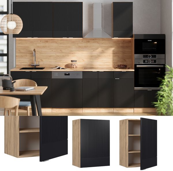 Hängeschrank Fame-Line Schwarz gestreift 50 cm Vicco Bild 2