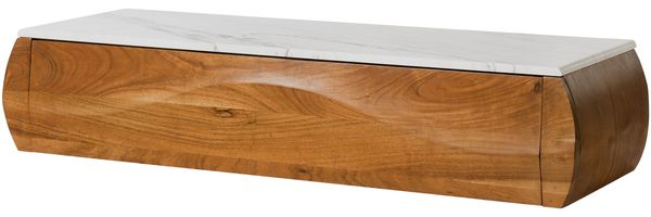 Lowboard Akazie 124x40x25 natur lackiert / Marmor weiß MONTREAL #132