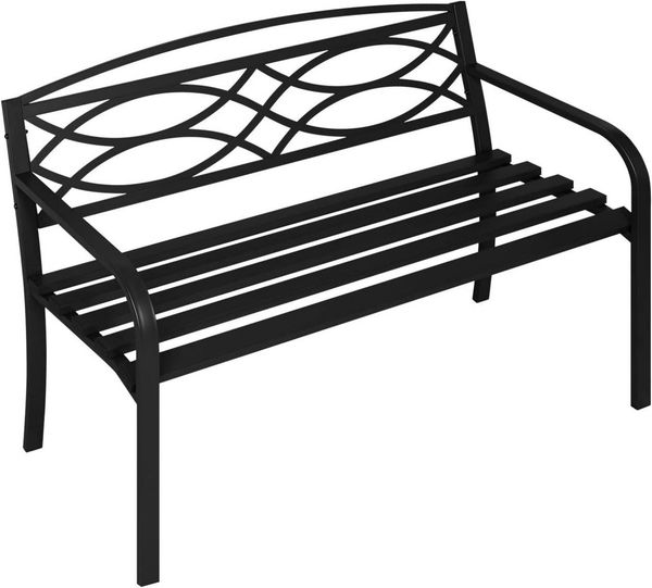 Woltu Gartenbank (1-St), Sitzbank Outdoor, Metall wetterfest, 127x83x59,5 cm, Schwarz