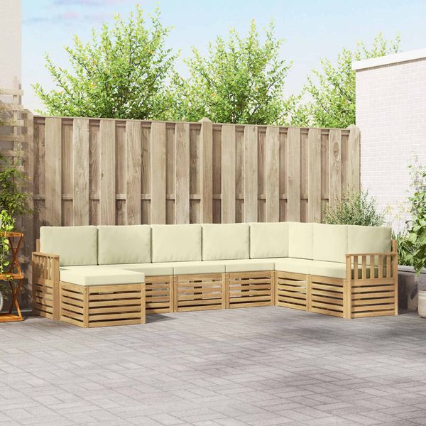 vidaXL Outdoor-Sofagarnitur 8 pcs Weiß und Creme 306 x 187,5 x 73 cm 3392305