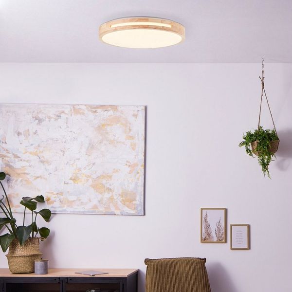 BRILLIANT Woodbury LED Deckenleuchte 39cm holz hell/weiß | 1x LED integriert, 24W LED integriert, (Lichtstrom: 2100lm, Lichtfarbe: 2800K)