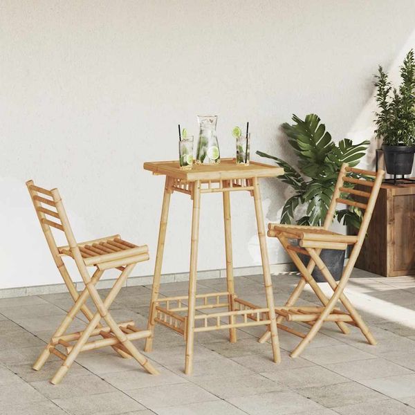 vidaXL Outdoor-Barhocker mit Fußstützen 2 Stk. Klappbar Bambus 4108228