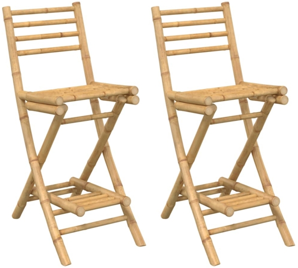 vidaXL Outdoor-Barhocker mit Fußstützen 2 Stk. Klappbar Bambus 4108228