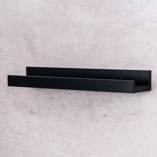 Levandeo® Bilderleiste, Bilderleiste L40cm Schwarz MDF Holz Wandregal Kurz Wanddeko