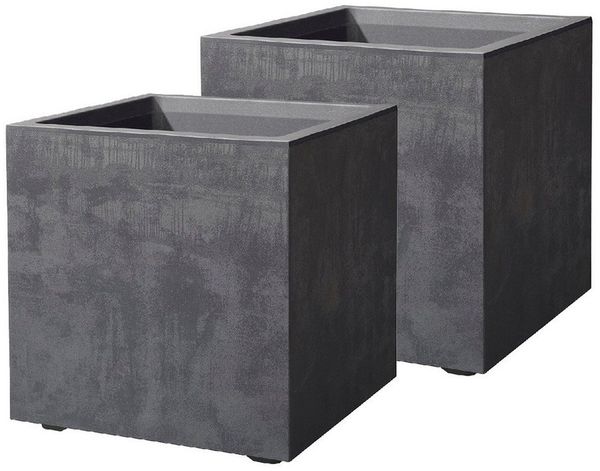 Kreher Pflanzkübel 'Millennium' aus Kunststoff 80 Liter, eckig, 2 Stück (Farbe wählbar)