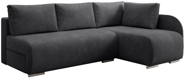 Ecksofa Klein, Sofa mit Schlaffunktion, Couch L-Form, Rechts Sofa, Cord-Stoff, 203 x 82 x 125 cm, Dunkelgrau