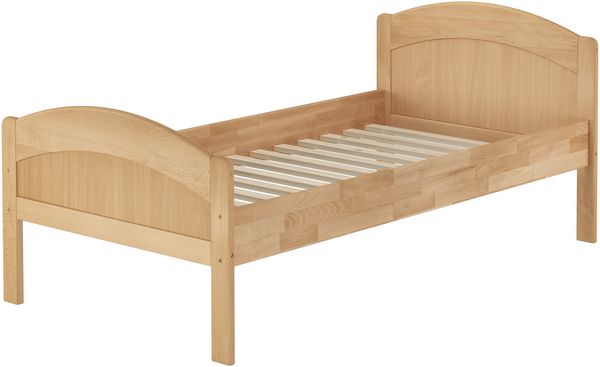 Überlanges Holzbett mit hoher Sitzkante Buche natur 90x220 Zubehör wählbar V-60.75-09-220Rollrost inkl.