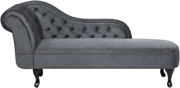 Beliani 'Nimes' Chaiselongue, Grau, Samt, 79 x 65 x 169 cm, Links