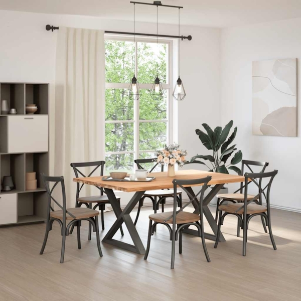 vidaXL Esstisch mit Baumkanten Hellbraun 180x120x74cm Massivholz Eiche 3304947