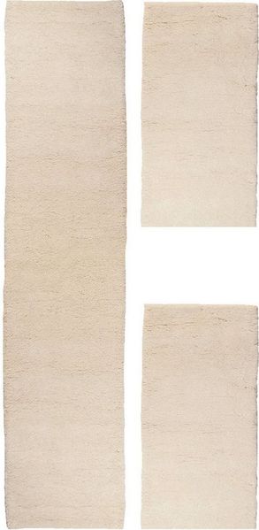THEKO Bettumrandung Hadj Uni, Höhe 25 mm, (3-tlg), echter Berber Teppich, reine Wolle, handgeknüpft, Schlafzimmer