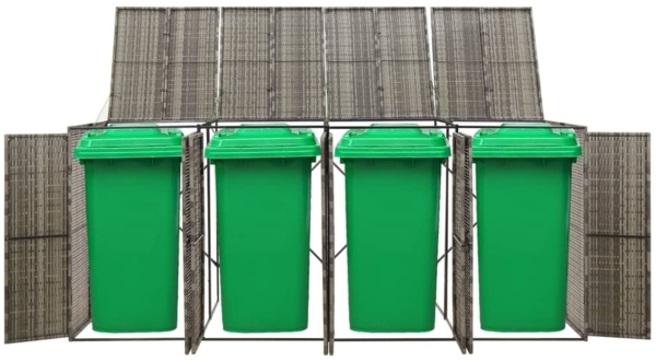 vidaXL Mülltonnenbox für 4 Tonnen Grau 274x80x117 cm Poly Rattan 319867