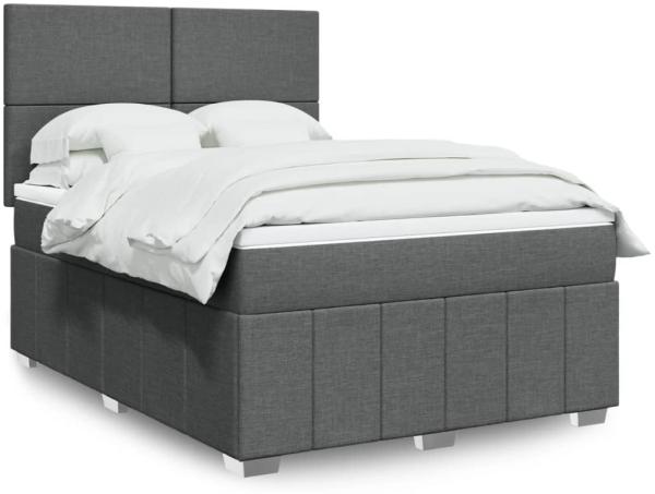 vidaXL Boxspringbett mit Matratze Dunkelgrau 160x200 cm Stoff 3291713